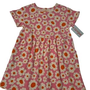 Cat & Jack Girls Pink Daisy Dress Short Sleeve Floral Pockets